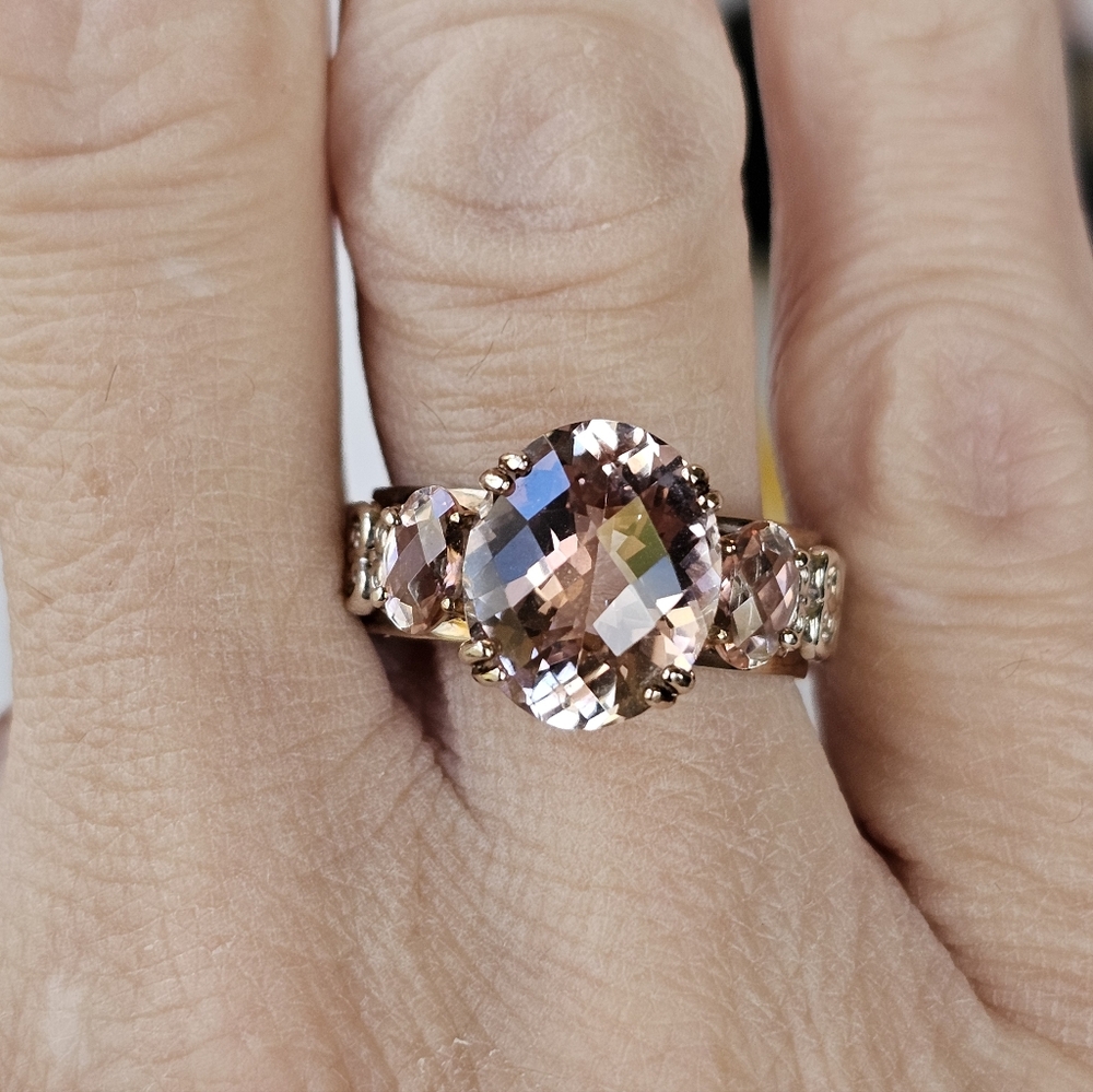 Natural Gems En Vogue Retired Morganite Palladium Rose Gold 925 Ring Sz 8! - Picture 16 of 17
